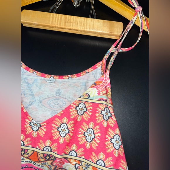 Brand Unknown Boho Cinch Waist Tie Straps Dress With Pockets Size Large EUC - Picture 4 of 5